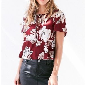 Urban Outfitters Floral Lace Up Peplum Top